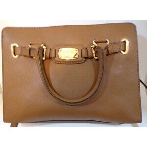 Michael Kors Hamilton large camel satchel shoulder bag purse